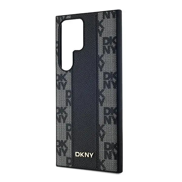 DKNY Leather Checkered Mono Pattern MagSafe Case for Samsung Galaxy S24 Ultra - Black - Cell phone cases