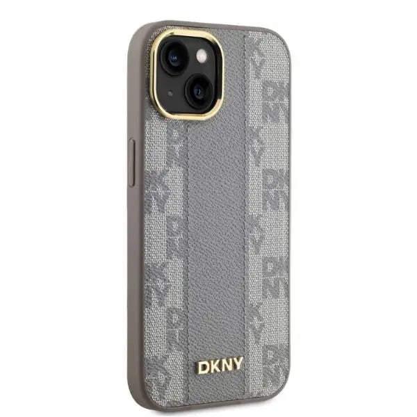 DKNY Leather Checkered Mono Pattern MagSafe iPhone 14 Case - Beige - Cell phone cases and covers<<<HurtelXML