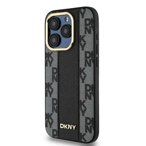 DKNY Leather Checkered Mono Pattern MagSafe iPhone 15 Pro Max Case - Black - Cell phone cases and covers<<<HurtelXML