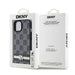 DKNY Leather Checkered Mono Pattern & Printed Stripes Case for iPhone 15/14/13 - Black - Cell phone cases