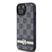 DKNY Leather Checkered Mono Pattern & Printed Stripes Case for iPhone 15/14/13 - Black - Cell phone cases