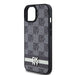 DKNY Leather Checkered Mono Pattern & Printed Stripes Case for iPhone 15/14/13 - Black - Cell phone cases