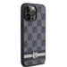DKNY Leather Checkered Mono Pattern & Printed Stripes Case for iPhone 14 Pro Max - Black - Cell phone cases