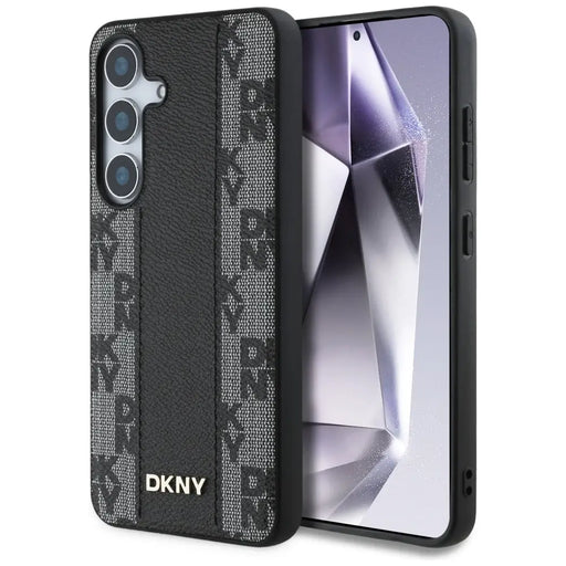 DKNY Leather Checkered Pattern MagSafe Case for Samsung Galaxy S25 Black - Cell phone cases and covers<<<HurtelXML