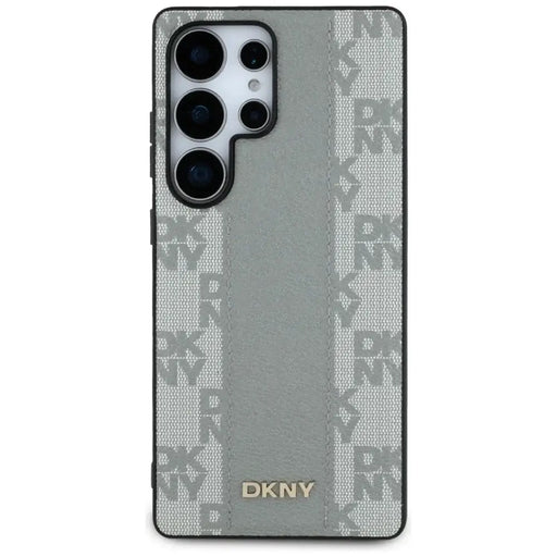 DKNY Leather Checkered Pattern MagSafe Case for Samsung Galaxy S25 Ultra - Gray - Cell phone cases