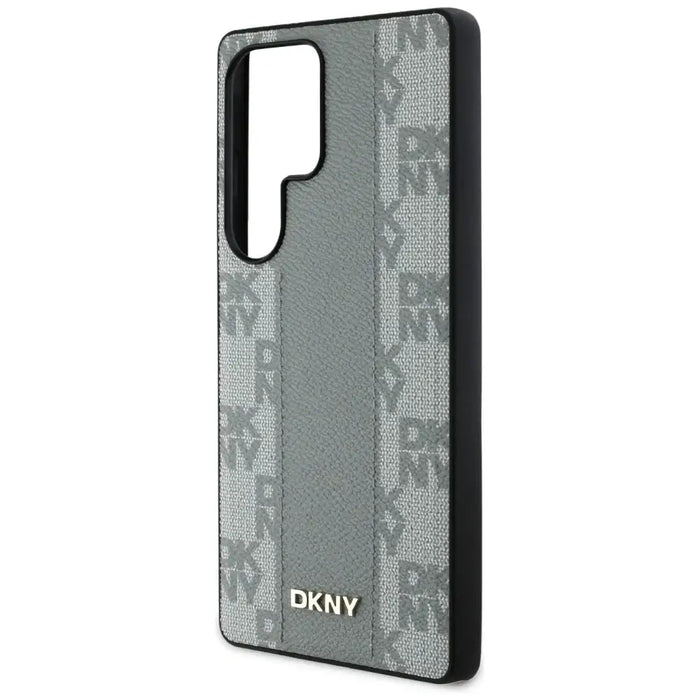 DKNY Leather Checkered Pattern MagSafe Case for Samsung Galaxy S25 Ultra - Gray - Cell phone cases