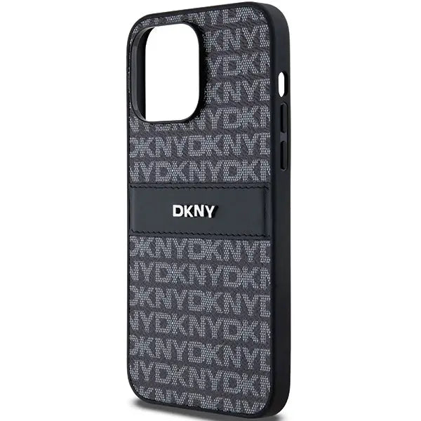 DKNY Leather Mono Stripe & Metal Logo case for iPhone 14 Pro Max - black - Cell phone cases and covers<<<HurtelXML