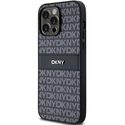 DKNY Leather Mono Stripe & Metal Logo case for iPhone 14 Pro Max - black - Cell phone cases and covers<<<HurtelXML