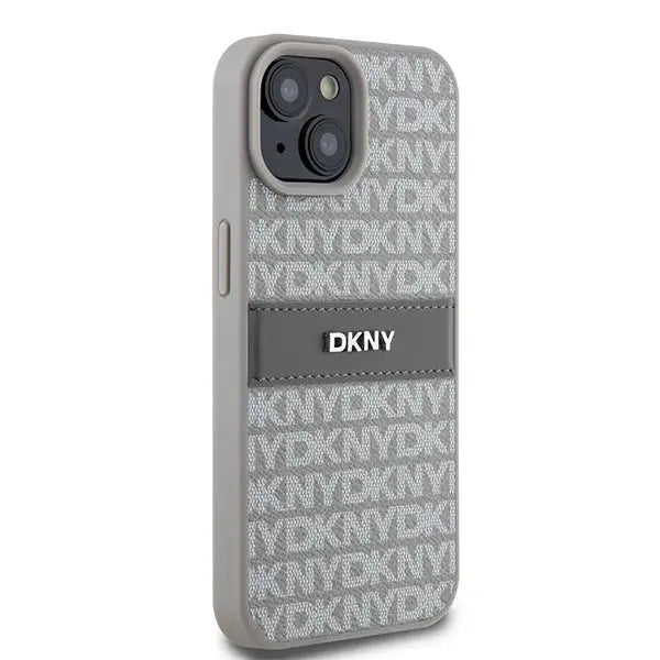 DKNY Leather Mono Stripe & Metal Logo case for iPhone 15 / 14 / 13 - beige - Cell phone cases and covers<<<HurtelXML
