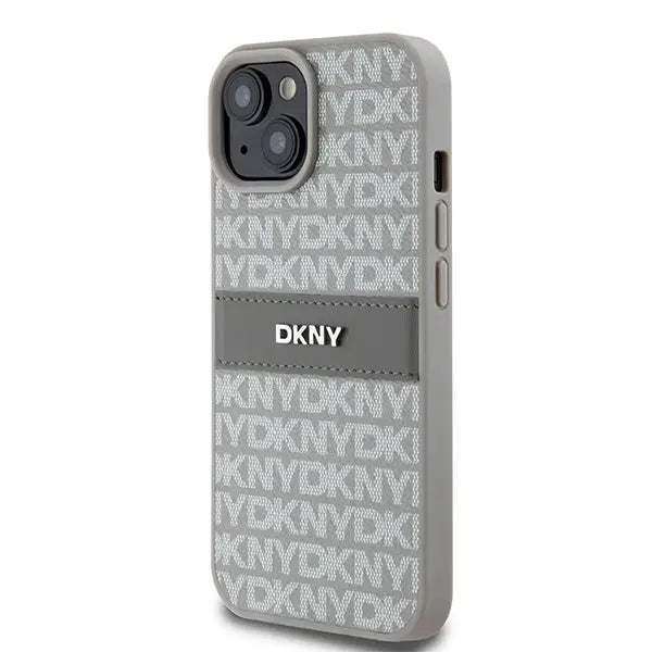 DKNY Leather Mono Stripe & Metal Logo case for iPhone 15 / 14 / 13 - beige - Cell phone cases and covers<<<HurtelXML