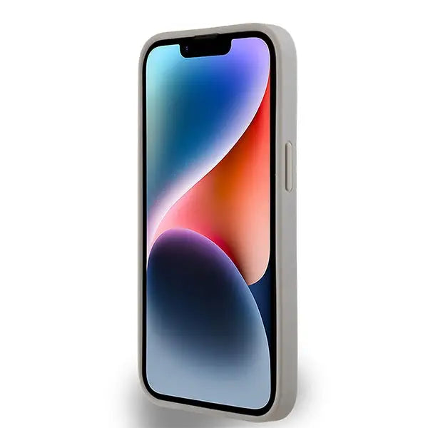 DKNY Leather Mono Stripe & Metal Logo case for iPhone 15 / 14 / 13 - beige - Cell phone cases and covers<<<HurtelXML