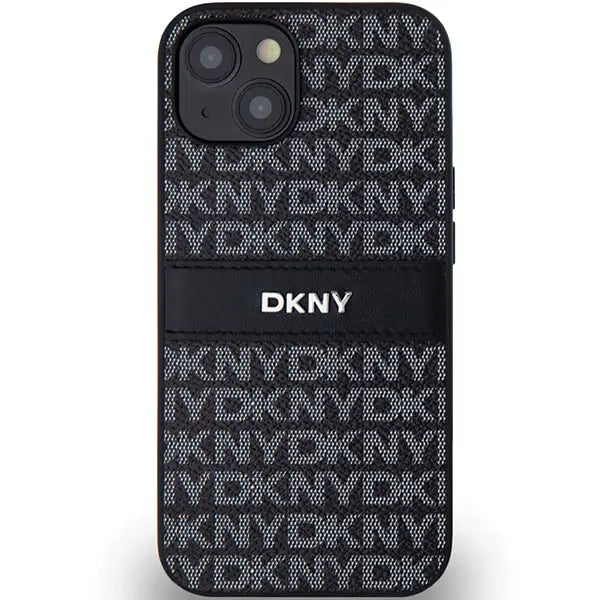 DKNY Leather Mono Stripe & Metal Logo Case for iPhone 15/14/13 - Black - Cell phone cases and covers<<<HurtelXML
