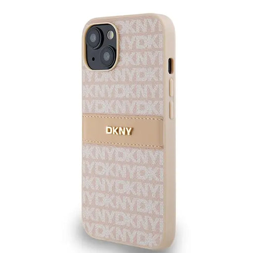 DKNY Leather Mono Stripe & Metal Logo case for iPhone 15 / 14 / 13 - pink - Cell phone cases and covers<<<HurtelXML