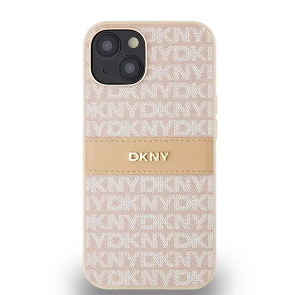 DKNY Leather Mono Stripe & Metal Logo case for iPhone 15 / 14 / 13 - pink - Cell phone cases and covers<<<HurtelXML