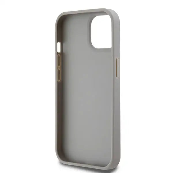 DKNY Leather Mono Stripe & Metal Logo case for iPhone 15 Plus / 14 Plus - beige - Cell phone cases
