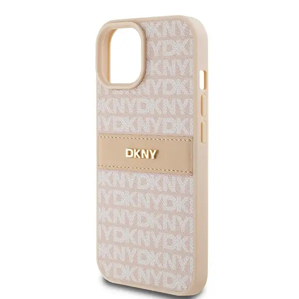 DKNY Leather Mono Stripe & Metal Logo Case for iPhone 15 Plus / 14 Plus - Pink - Cell phone cases and covers<<<HurtelXML