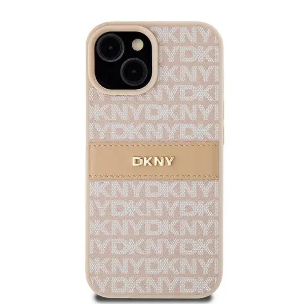 DKNY Leather Mono Stripe & Metal Logo Case for iPhone 15 Plus / 14 Plus - Pink - Cell phone cases and covers<<<HurtelXML