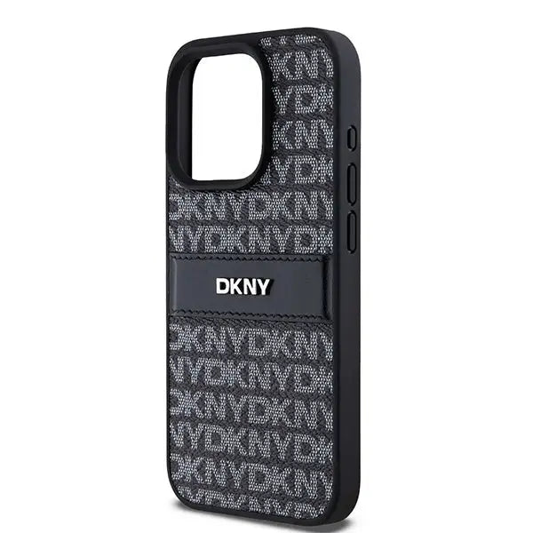 DKNY Leather Mono Stripe & Metal Logo case for iPhone 15 Pro - black - Cell phone cases and covers<<<HurtelXML