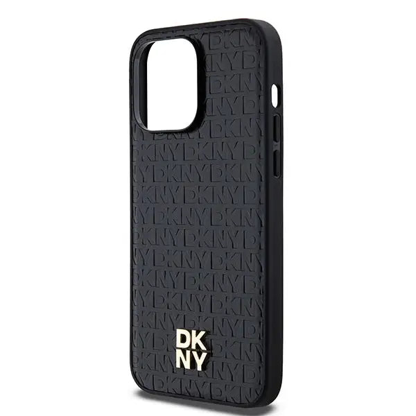 DKNY Leather Pattern Metal Logo MagSafe case for iPhone 14 Pro - black - Cell phone cases and covers<<<HurtelXML