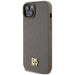 DKNY Leather Pattern Metal Logo MagSafe Case for iPhone 15 Plus / 14 Plus - Brown - Cell phone cases