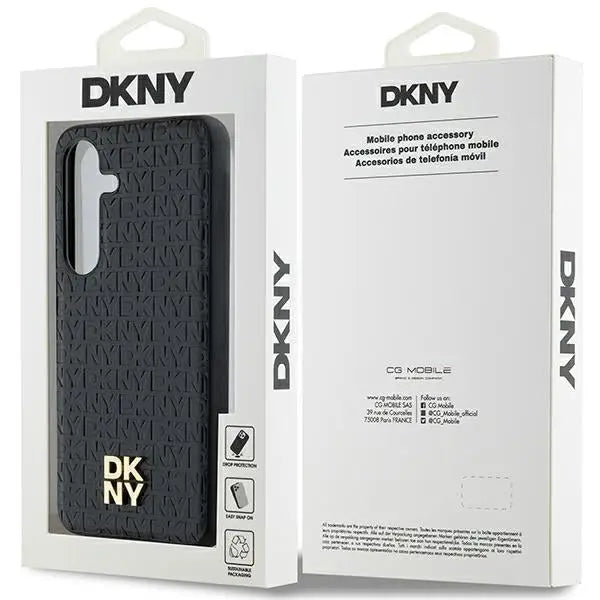 DKNY Leather Pattern Metal Logo MagSafe case for Samsung Galaxy S24 - black - Cell phone cases and covers<<<HurtelXML
