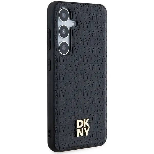 DKNY Leather Pattern Metal Logo MagSafe case for Samsung Galaxy S24 - black - Cell phone cases and covers<<<HurtelXML