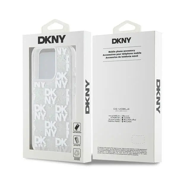 DKNY Liquid Glitter Multilogo case for iPhone 15 Pro - white - Cell phone cases and covers<<<HurtelXML