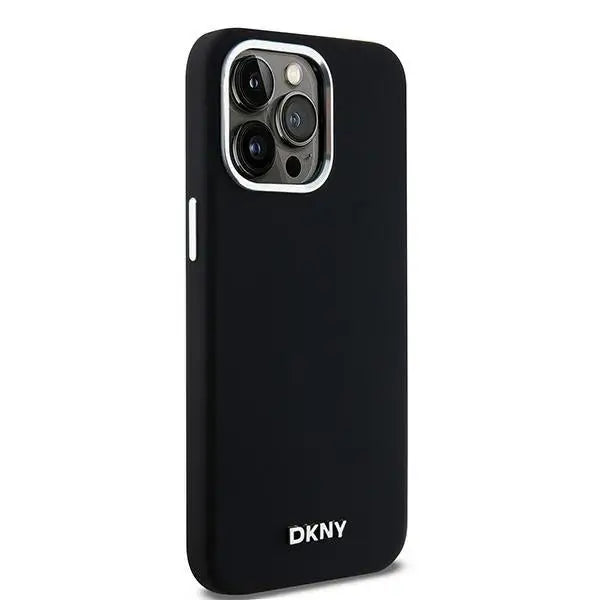 DKNY Liquid Silicone Small Metal Logo MagSafe Case for iPhone 14 Pro Max - Black - Cell phone cases