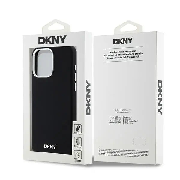 DKNY Liquid Silicone Small Metal Logo MagSafe Case for iPhone 14 Pro Max - Black - Cell phone cases