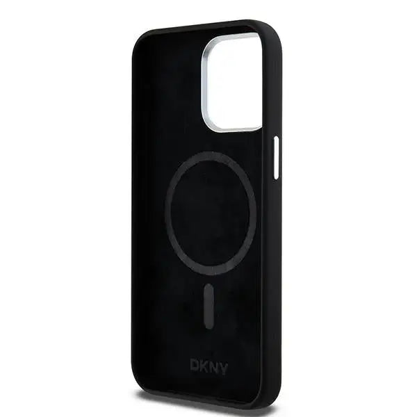 DKNY Liquid Silicone Small Metal Logo MagSafe Case for iPhone 14 Pro Max - Black - Cell phone cases