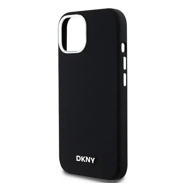 DKNY Liquid Silicone Small Metal Logo MagSafe Case for iPhone 15 Plus / 14 Plus - Black - Cell phone cases
