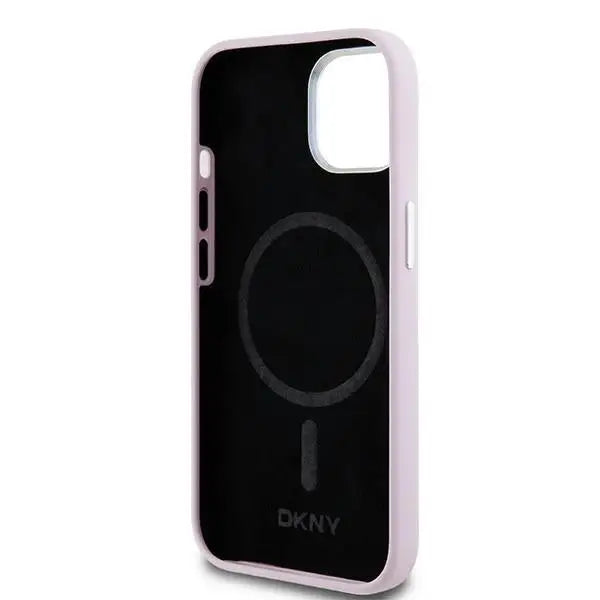 DKNY Liquid Silicone Small Metal Logo MagSafe Case for iPhone 15 Plus / 14 Plus - Pink - Cell phone cases