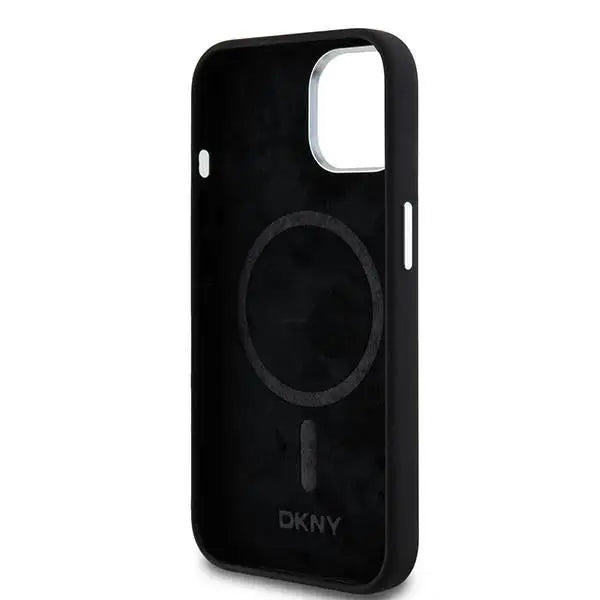 DKNY Liquid Silicone Small Metal Logo MagSafe Case for iPhone 15 Plus / 14 Plus - Black - Cell phone cases