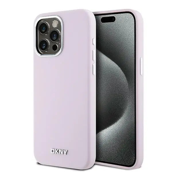 DKNY Liquid Silicone Small Metal Logo MagSafe case for iPhone 15 Pro Max - pink - Cell phone cases