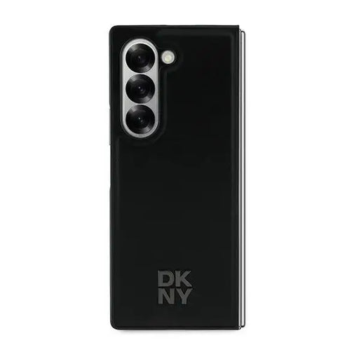 DKNY Magsafe Plain Leather Metal Stack Logo Case for Samsung Galaxy Z Fold 6 - Black - Cell phone cases