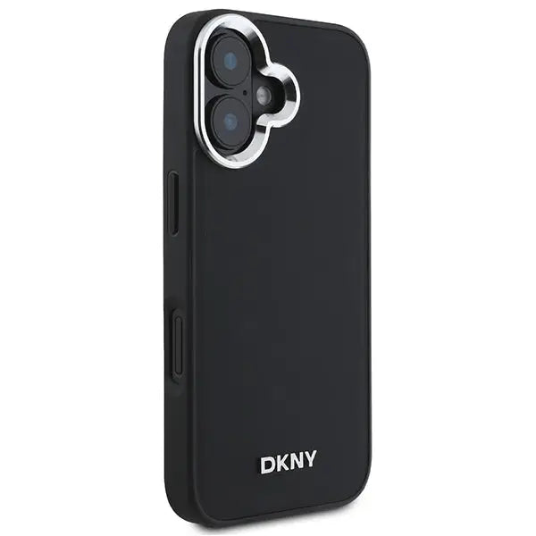 DKNY Plain Silver Logo MagSafe iPhone 16 Case - Black - Cell phone cases and covers<<<HurtelXML