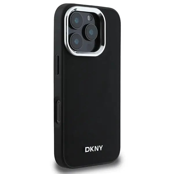 DKNY Plain Silver Logo MagSafe iPhone 16 Pro Case - Black - Cell phone cases and covers<<<HurtelXML