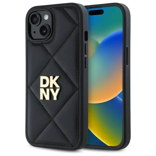 DKNY Quilted Stack Logo iPhone 14 Case - Black - Cell phone cases and covers<<<HurtelXML