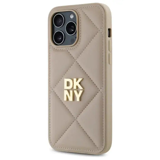 DKNY Quilted Stack Logo iPhone 14 Pro Case - Beige - Cell phone cases and covers<<<HurtelXML