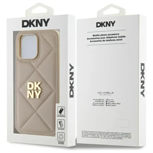 DKNY Quilted Stack Logo iPhone 14 Pro Max Case - Beige - Cell phone cases and covers<<<HurtelXML