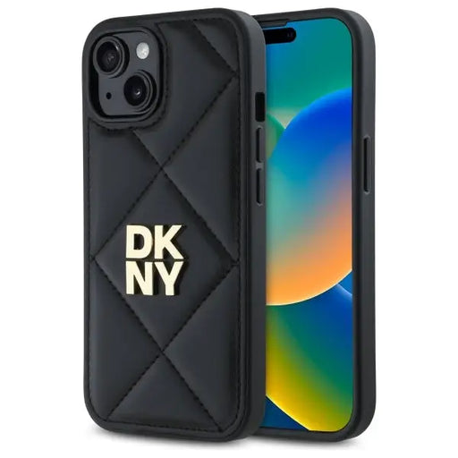 DKNY Quilted Stack Logo iPhone 15 Case - Black - Cell phone cases and covers<<<HurtelXML