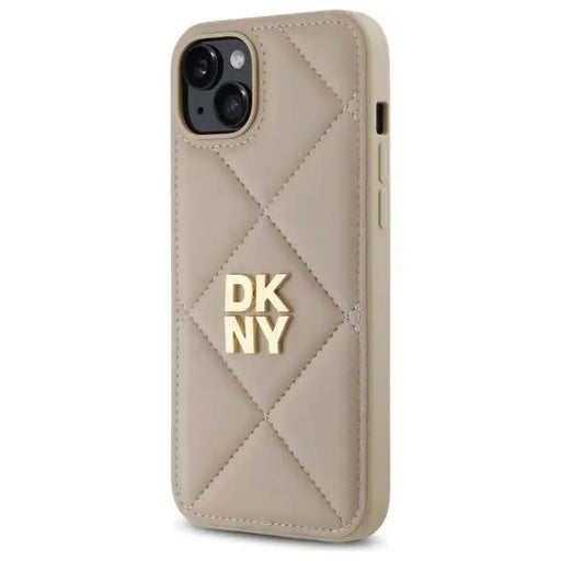DKNY Quilted Stack Logo iPhone 15 Plus Case - Beige - Cell phone cases and covers<<<HurtelXML