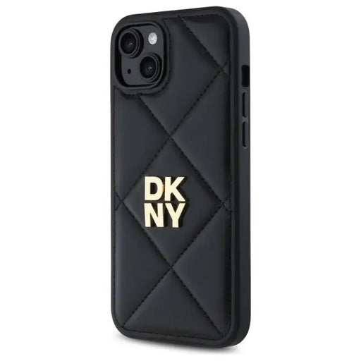 DKNY Quilted Stack Logo iPhone 15 Plus Case - Black - Cell phone cases and covers<<<HurtelXML
