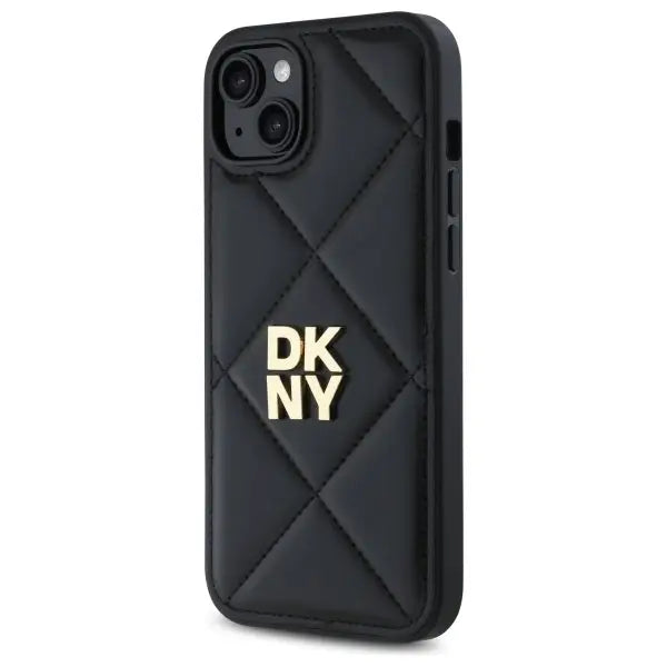 DKNY Quilted Stack Logo iPhone 15 Plus Case - Black - Cell phone cases and covers<<<HurtelXML