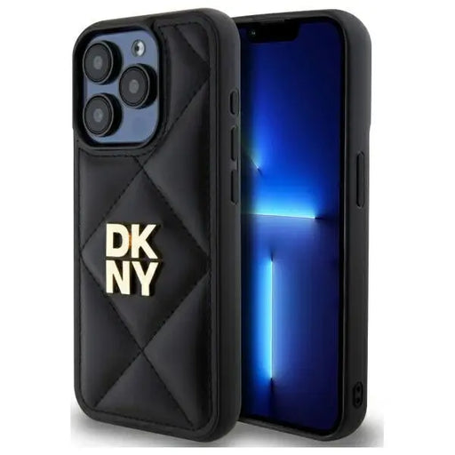 DKNY Quilted Stack Logo iPhone 15 Pro Case - Black - Cell phone cases and covers<<<HurtelXML