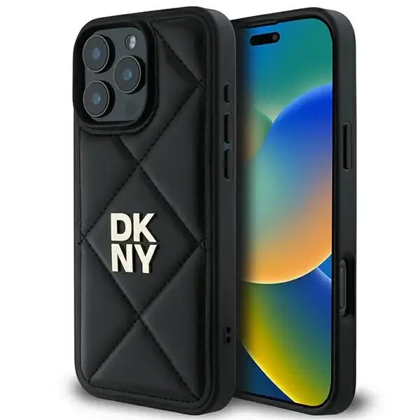 DKNY Quilted Stack Logo iPhone 16 Pro Max Case - Black - Cell phone cases and covers<<<HurtelXML