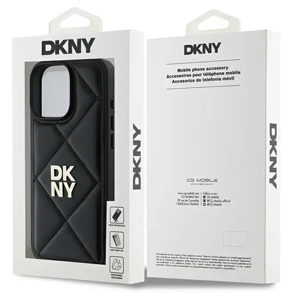 DKNY Quilted Stack Logo iPhone 16 Pro Max Case - Black - Cell phone cases and covers<<<HurtelXML