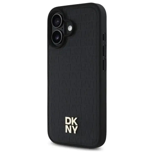 DKNY Repeat Pattern Stack Logo MagSafe iPhone 16 Case - Black - Cell phone cases and covers<<<HurtelXML
