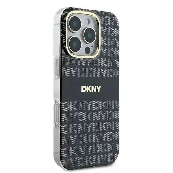 DKNY Repeat Texture Pattern With Stripe case for iPhone 16 Pro - black - Cell phone cases and covers<<<HurtelXML