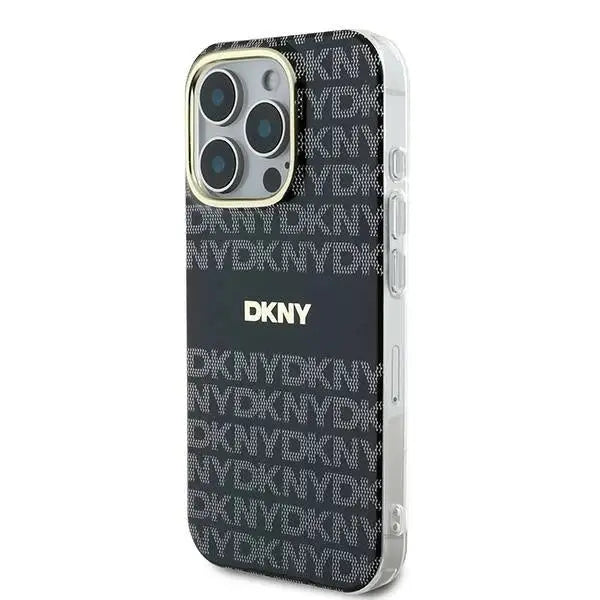 DKNY Repeat Texture Pattern With Stripe case for iPhone 16 Pro Max - black - Cell phone cases and covers<<<HurtelXML